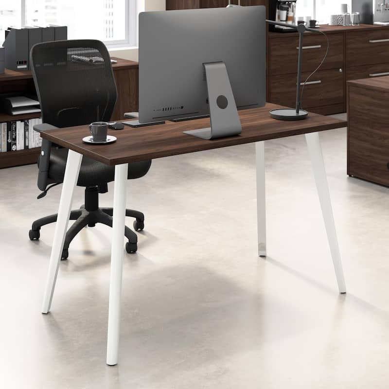 Bush Business Furniture Vista 48W Office Desk with Splayed Metal Legs - Black Walnut