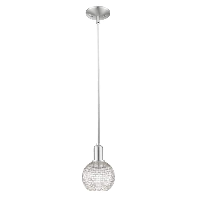Innovations Lighting Endless Possibilities Arcadia - Athens - 1 Light 6" Basketweave Stem Hung Mini Pendant - Brushed Satin Nickel