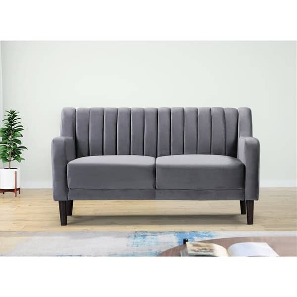 Sabatino Velvet 57 5 Square Arms Loveseat On Sale Overstock 31244212