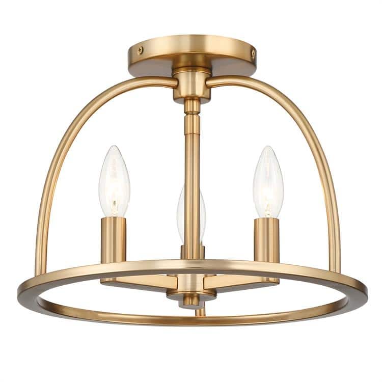 Abbott 3 Light Vibrant Gold Ceiling Mount - 13.75'' W x 10'' H - 13.75'' W x 10'' H