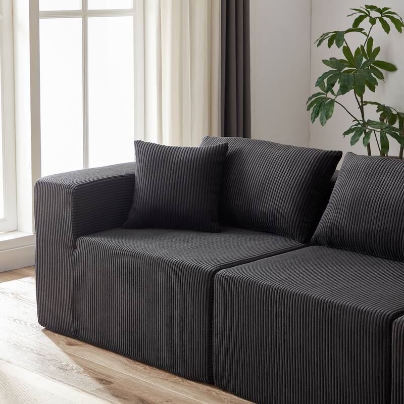 104" Corduroy L-Shaped Modular Sectional Sofa (4-Piece)