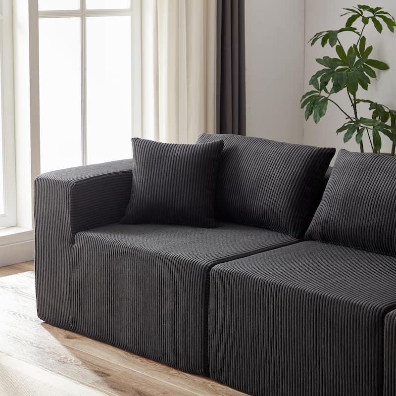 104-Inch Corduroy Modular L Shaped Sectional Sofa,Upholstered Indoor Furniture,Foam-Filled Compressed Sofa,4 PC Free Combination