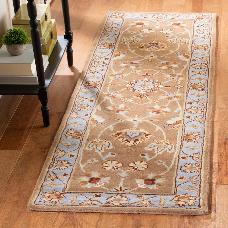 SAFAVIEH Handmade Heritage Heritage Bloom Brown/ Blue Wool Rug - 2' 3" x 8' - Beige/Blue - Runner