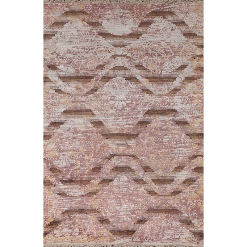 Abstract Modern Rug Hand-Knotted Wool Carpet - 3'10"x 6'0"