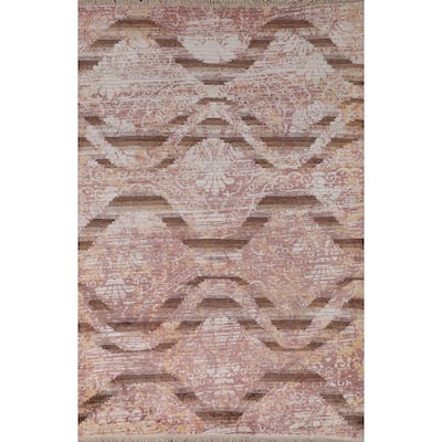 Abstract Modern Rug Hand-Knotted Wool Carpet - 3'10"x 6'0"