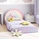 preview thumbnail 5 of 5, Toddler Twin Bed Wooden Floor Bed Frames w/ Headboard for Kids