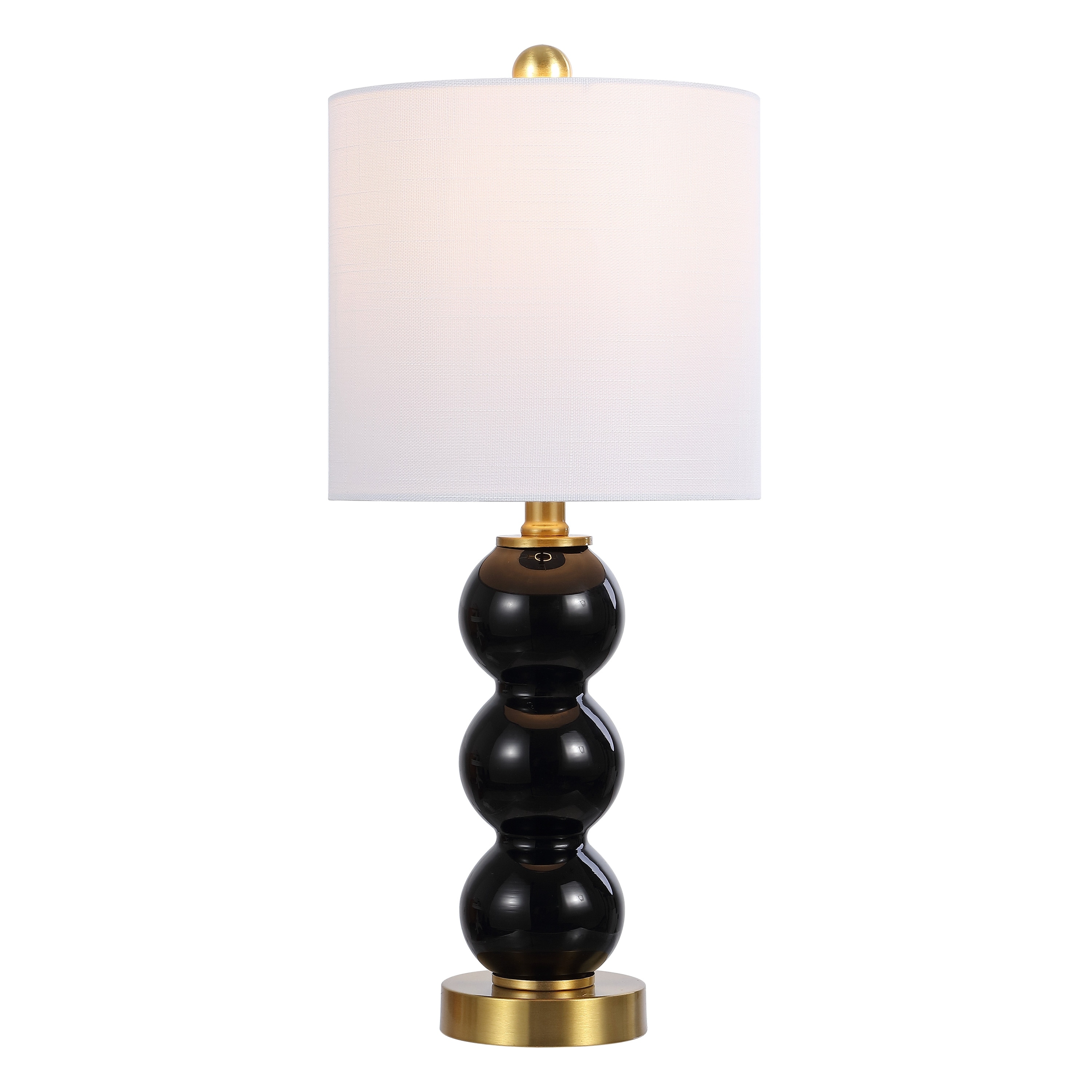 Wilson 21" Glass/Metal LED Table Lamp, White/Brass Gold by JONATHAN Y