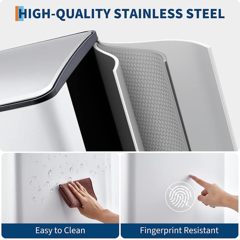 2 x 8 gallon double-compartment kitchen waste recycling station with individual foot pedal, white