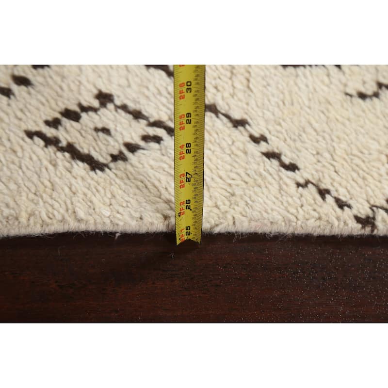 Trellis Tribal Moroccan Oriental Runner Rug Hand-knotted Wool Carpet - 2'6" x 10'8"