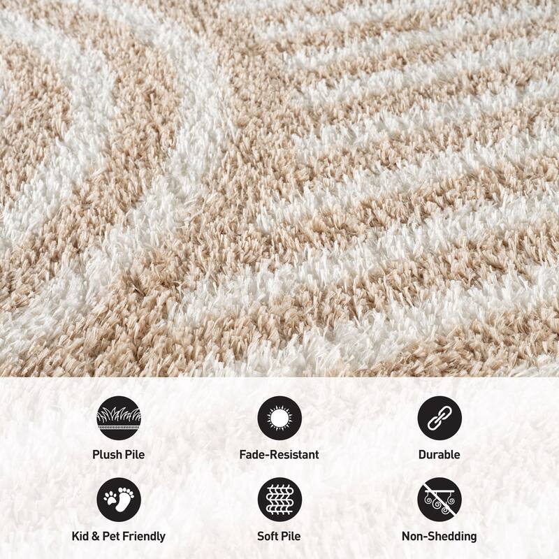 Abstract Arch Shag Rug - Medium Pile, Durable & Easy to Clean - Anthracite Dark Gray