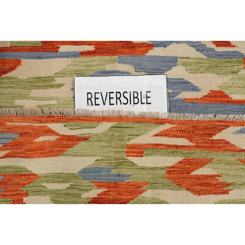 Hand Woven Oriental 100% Wool Carpet Southwestern Modern Multi-Colored Kilim Area Rug - 5' 10'' X 4' 0''