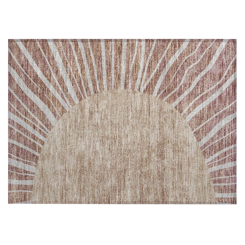 Machine Washable Indoor/ Outdoor ChantilleSunburst Modern Rug