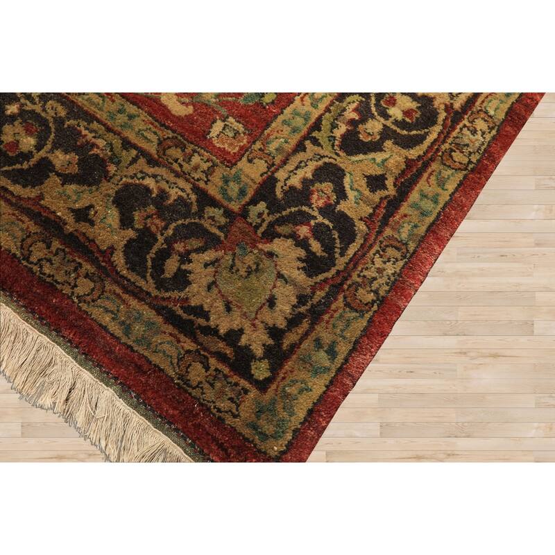 6'1''x9 Hand Knotted Wool Rust Agra Traditional Botanical Plush Pile Vintage Rug - 6' 1'' x 9'
