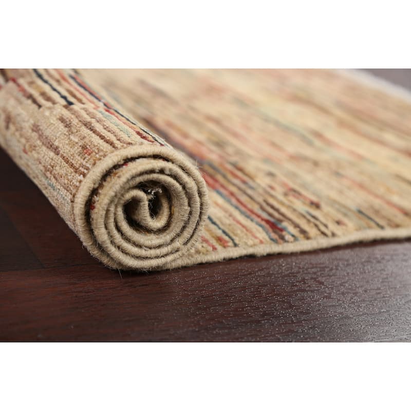 Modern Striped Gabbeh Kashkoli Area Rug Wool Hand-knotted Foyer Carpet - 2'10" x 3'10"