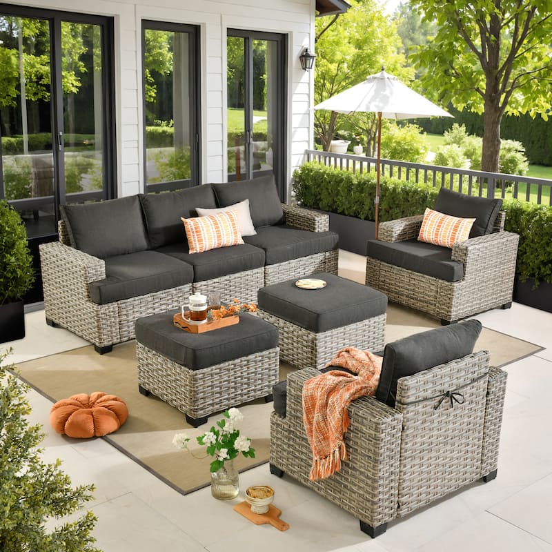 XIZZI 7-Piece Patio Furniture Wide Armrest Conversation Set