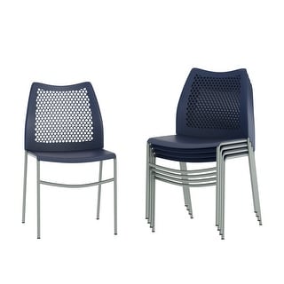 5 Pack Stackable Chair with Vented Back and Waterfall Seat - 17.75"W x 21.5"D x 32"H