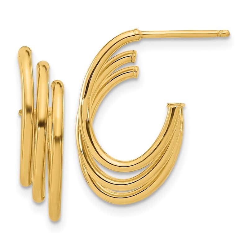 Curata 14k Yellow Gold Polished 20.18x12.2mm J Hoop Post Earrings