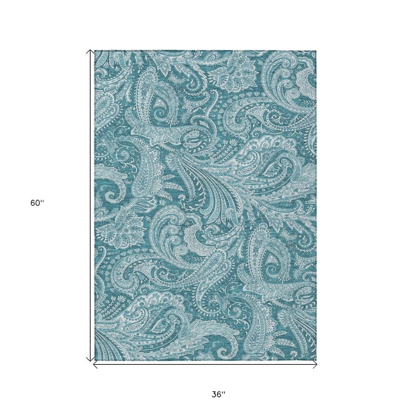 HomeRoots Paisley Transitional Rectangle Outdoor Rug