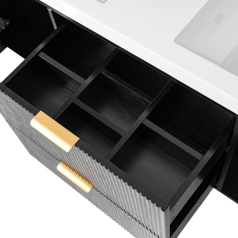 59.3 Inch Floating Double Sink Bathroom Vanity with SMC Resin Top, Wall Mounted Storage Cabinet for Large Bathrooms