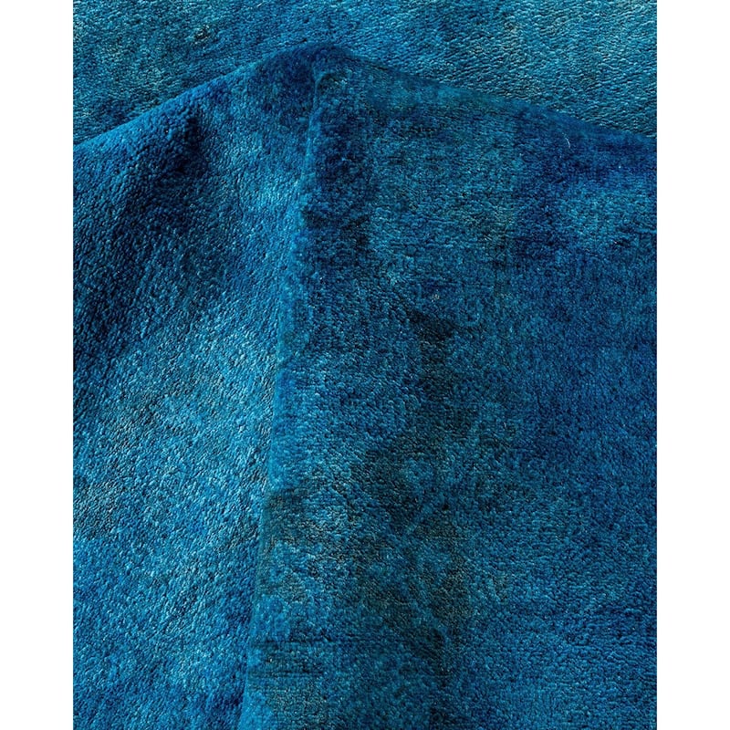 Overton Handknotted Wool Vintage Inspired Contemporary Overdyed Blue Area Rug - 17' 4" x 12' 4"