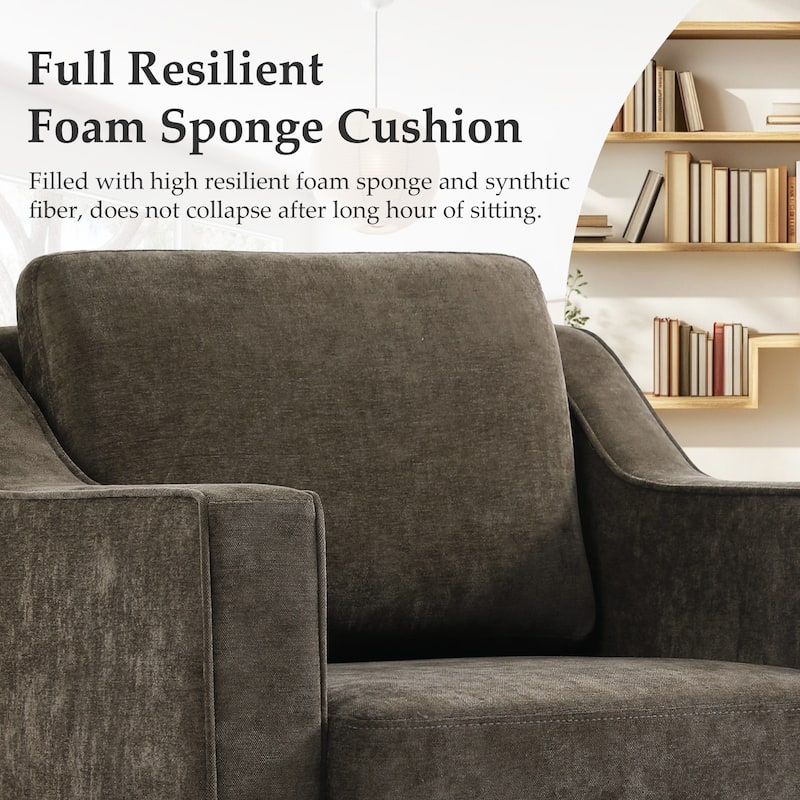 30'' W Vegan Leather/Chenille Swivel Accent Chair with Armrest