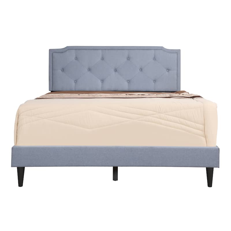 Full Size Fabric Tufted Platform Bed with Adjustable Headboard (All-in-One Box)