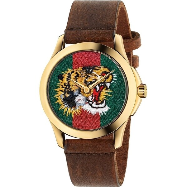 Gucci Men's YA126497 'Le Marche Des Merveilles' Brown Leather Watch - N/A -  Overstock - 33244834