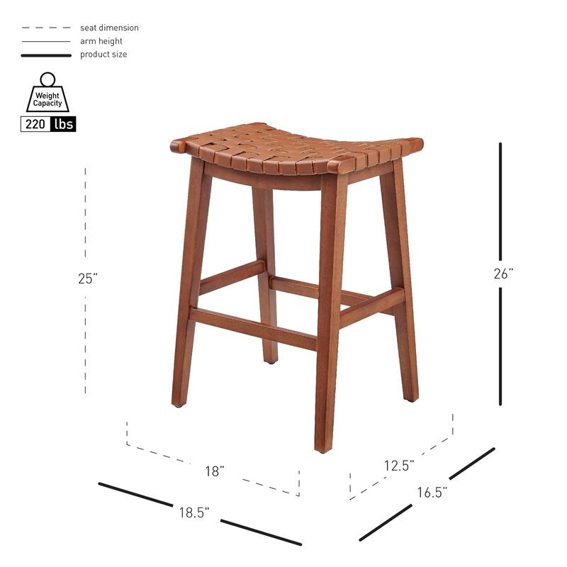 NPD Furniture Marco Faux Leather Backless Counter Stool with Medium Brown Legs Color