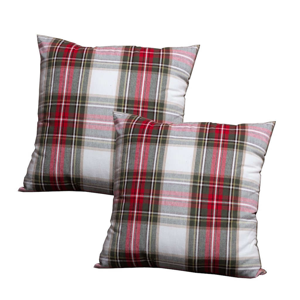 Fabstyles Celebration Plaid 2 Piece Cotton Cushion Set