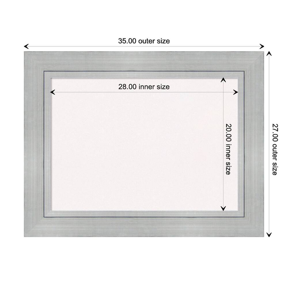 Romano Silver Wood Framed White Corkboard Bulletin Board