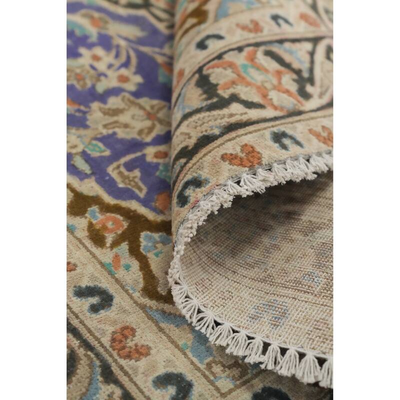 Hand Knotted Oriental 100% Wool Carpet Traditional Floral Purples Tabriz Area Rug - 4' 7'' X 3' 3''