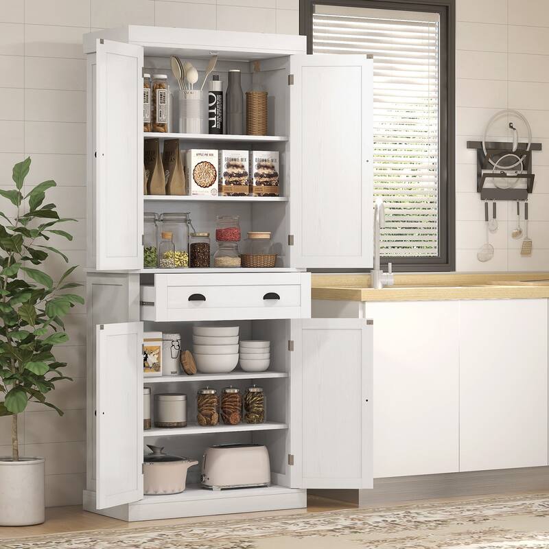 Traditional Freestanding 72.5" Kitchen Pantry Cabinet