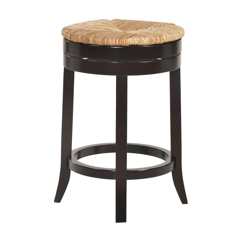 The Curated Nomad Aragon Rush Seat Swivel 24-inch Counter Stool