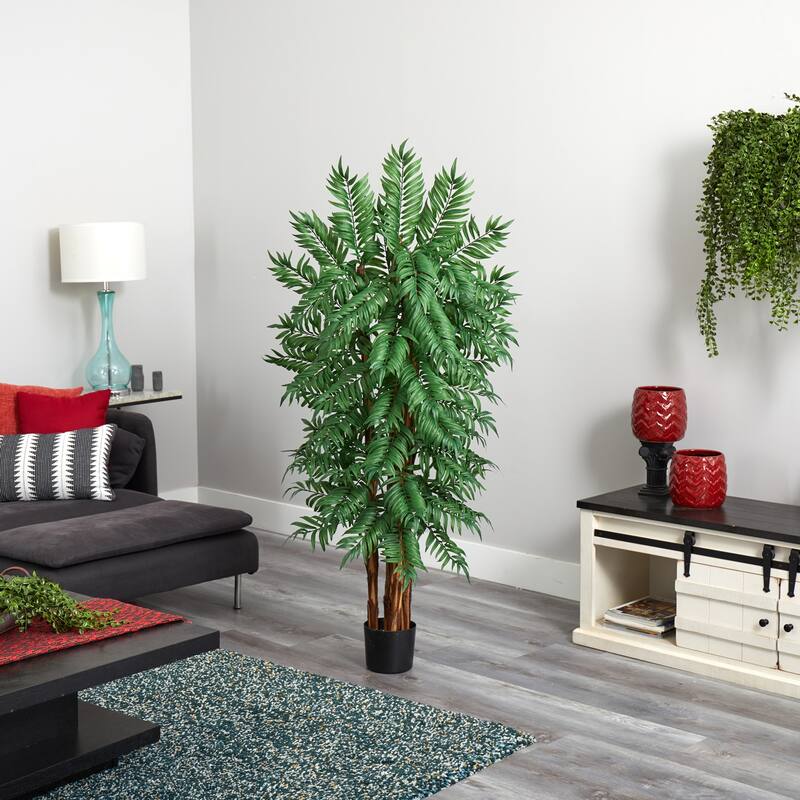 Artificial Palm Tree Indoor - 5.5Ft Tropical Decor - Lush Green Parlour Tree - Home Office Living Room Accent