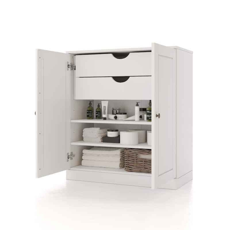 Palace Imports 100% Solid Wood 32" Bathroom Cabinet with Solid Doors, 2-Drawers and Adjustable Shelves