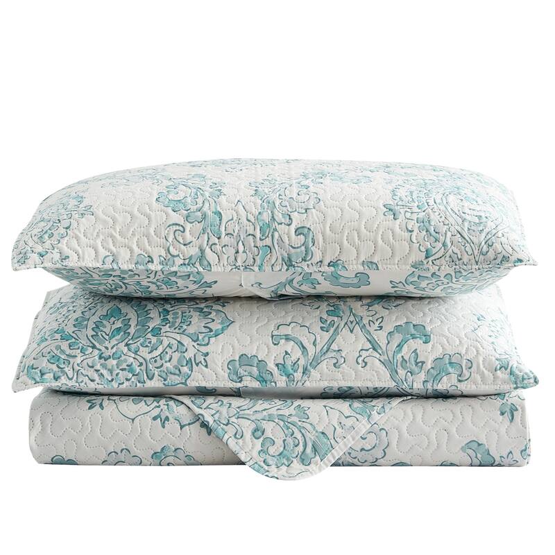 3 Piece Boho Bedspread Vintage Plaid Floral Patchwork Coverlet