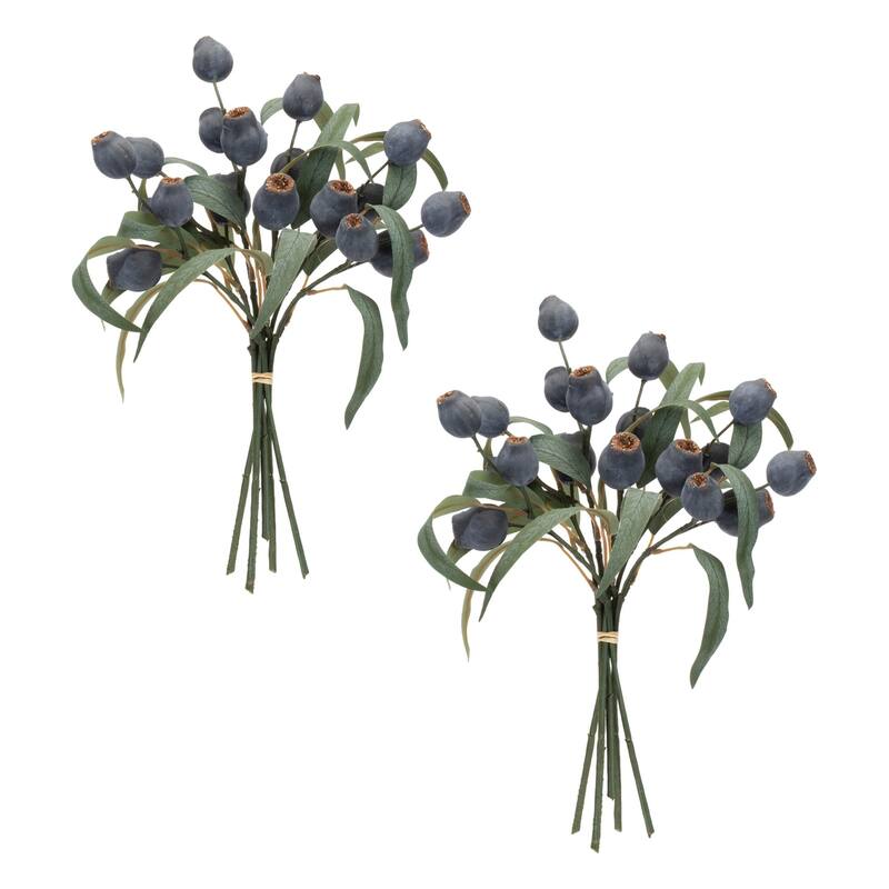 Artificial Pod Foliage Bundle - 14"- Blue and Green - Set of 2