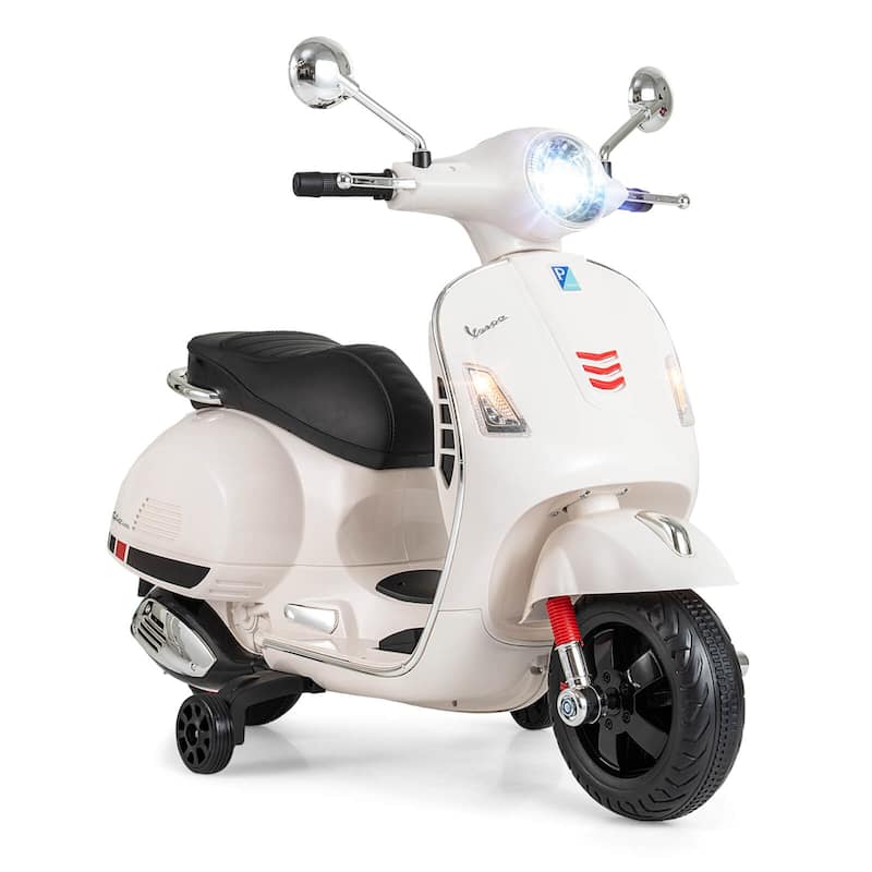 Costway Licensed VESPA 12V Kids Electric Motorcycle with Music Horn - See Details - White