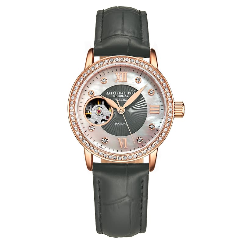 Stuhrling Original Legacy 3952 Automatic 34mm Skeleton Women's Watch - White