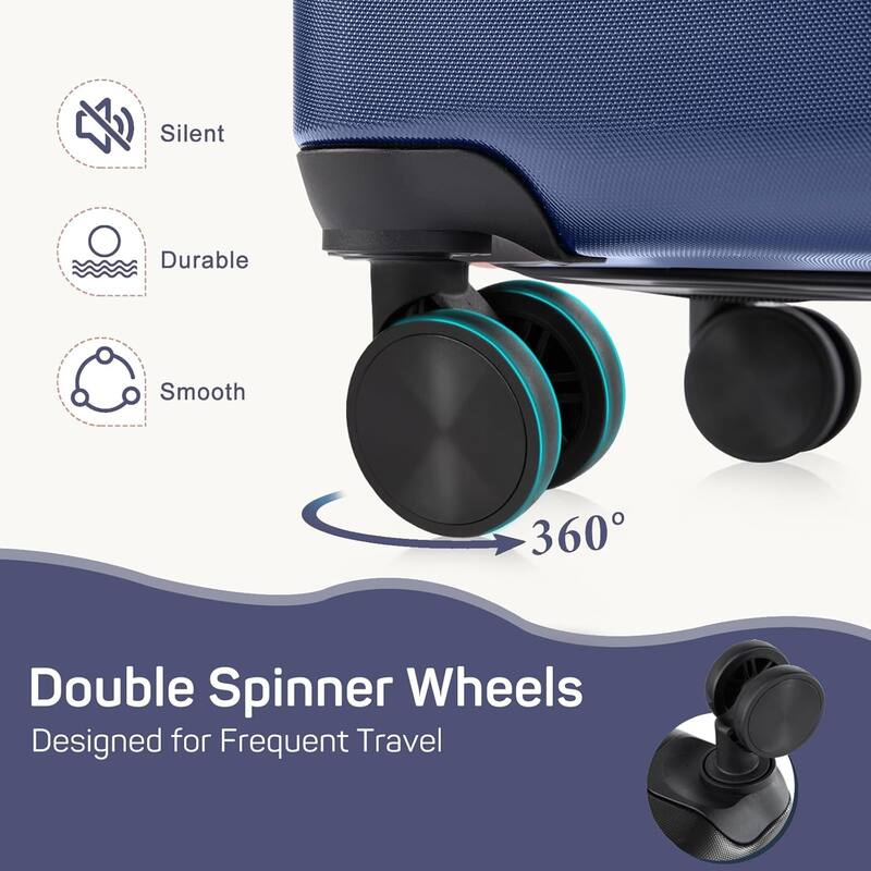 3-Piece Luggage Sets(20/24/28 Inch) , Hard Shell Suitcases with Spinner Wheels, Expandable Lightweight Rolling Suitcase Sets