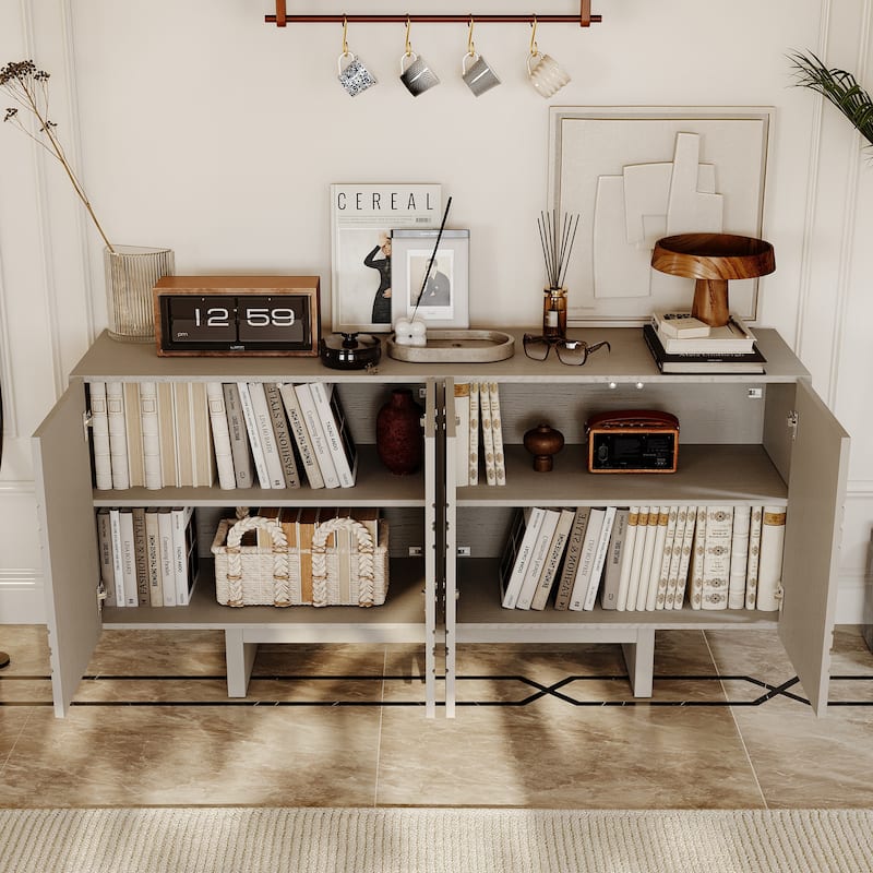 Clihome Mid-century Wood 4-Door Storage Buffet Sideboard