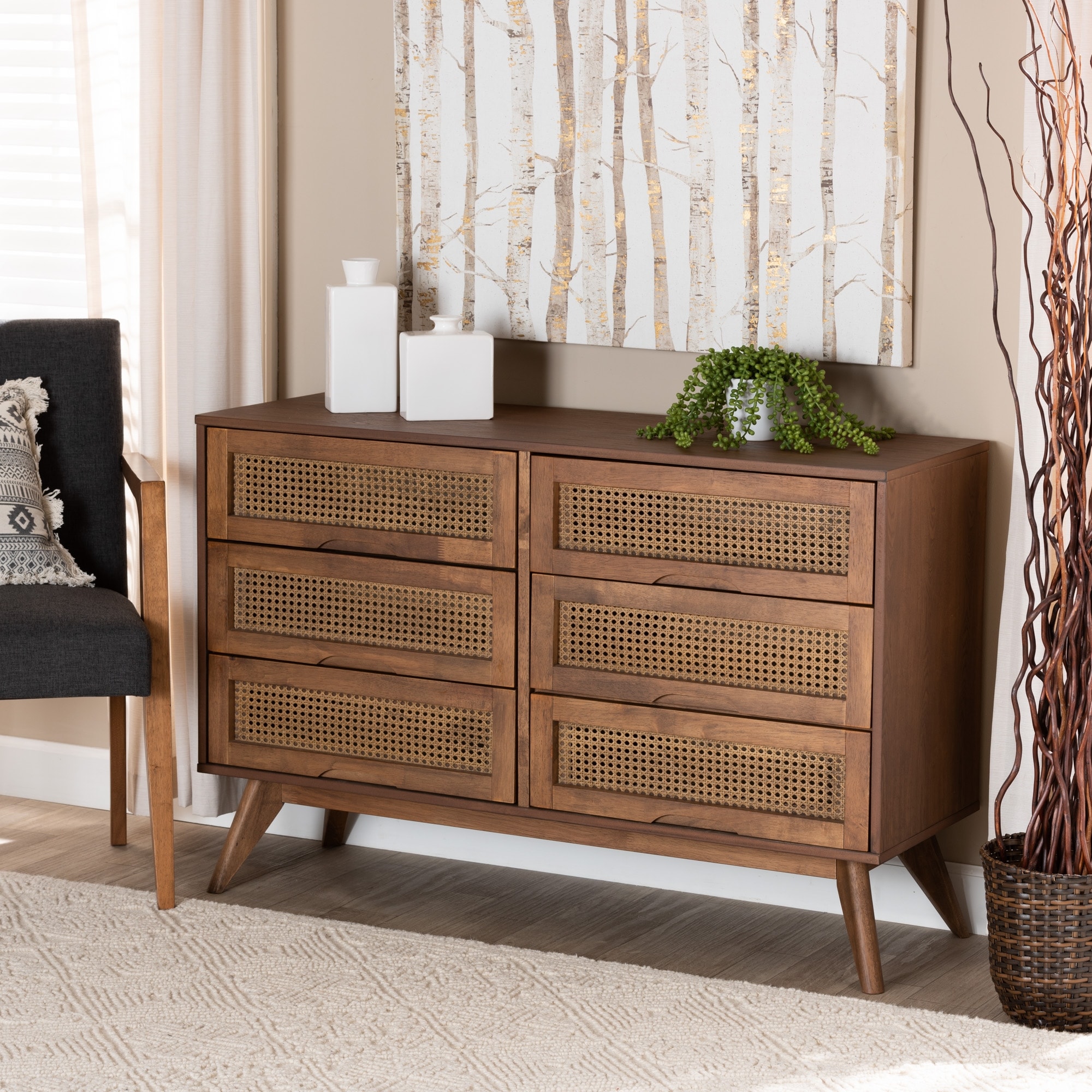 Mid century modern walnut dresser deals