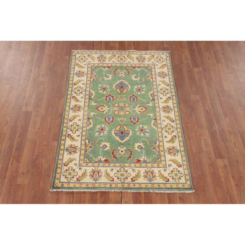 Green Oushak Accent Rug Hand-Knotted Wool Carpet - 3'4" x 4'10"