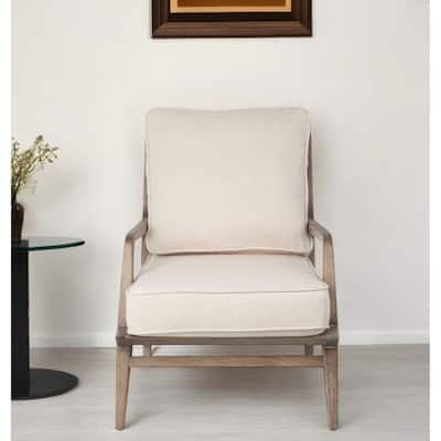 HomeRoots 24" Ivory and Brown Fabric Arm Chair - 24.01' X '32.28' X '31.88