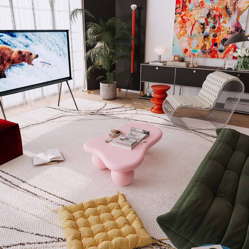 Cloud Shaped Coffee Table with 3 Ball Legs