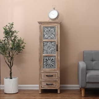 Rustic Wood 2-Drawer 1-Door Storage Cabinet - 48.23" H x 15.75" W x 15.16" D - Overstock - 29738758