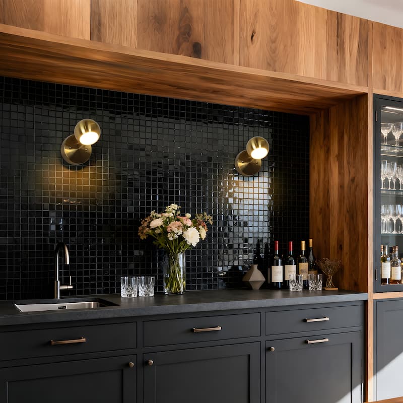 Modern 1-Light Gold Brass LED Wall Sconce Metal Bathroom Vanity Lights with Dome Shade - 4.7" L x 7" W x 8" H