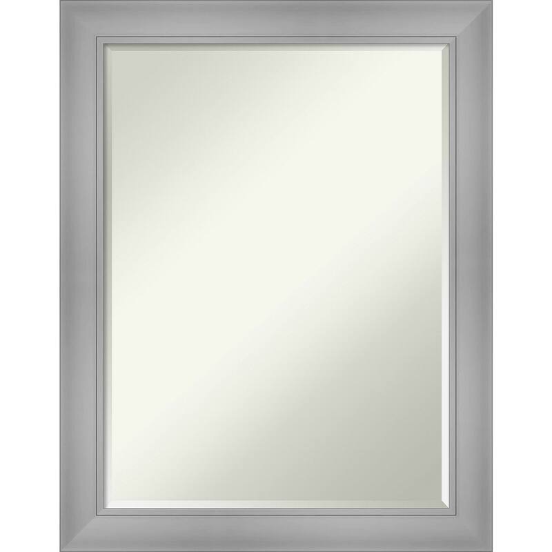 Petite Bevel Bathroom Wall Mirror - Flair Polished Nickel Frame - 22 x 28 in
