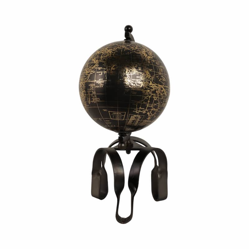Modern Globe Sculpture with Unique Metal Stand for Home Decor