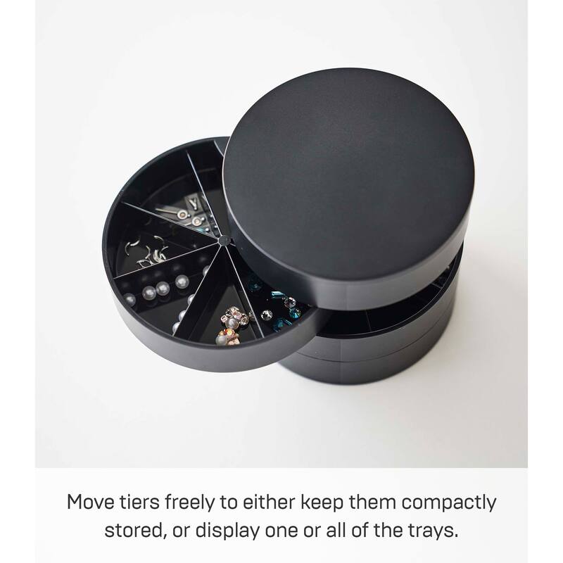 Yamazaki Home Stacked Jewelry Organizer - Two Styles, ABS Plastic, Sectioned - L 3.9 x W 3.9 x H 3.9 inches
